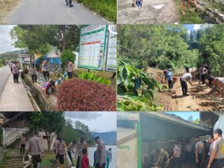 Polri di Aceh Tengah Gotong Royong Serentak, 13 Titik Fasilitas Umum Dibersihkan