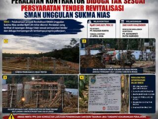 Peralatan Kontraktor Diduga Tak Sesuai Persyaratan Tender Revitalisasi SMAN Unggulan Sukma Nias