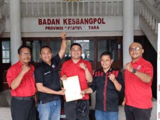 DPD PEMUDA DEMOKRASI INDONESIA SUMATERA UTARA RESMI TERDAFTAR DI KESBANGPOL